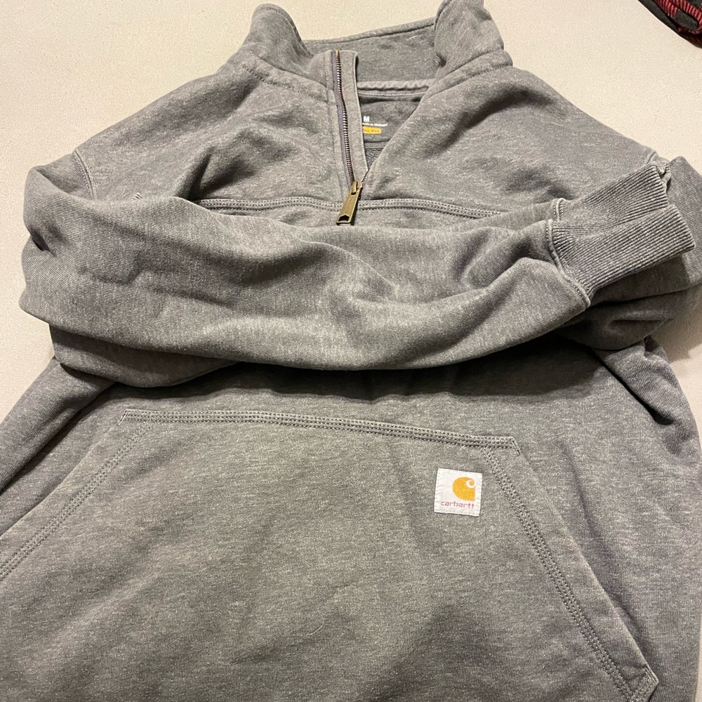 Grey Carhartt work sweater great to stay warm during the winter months!